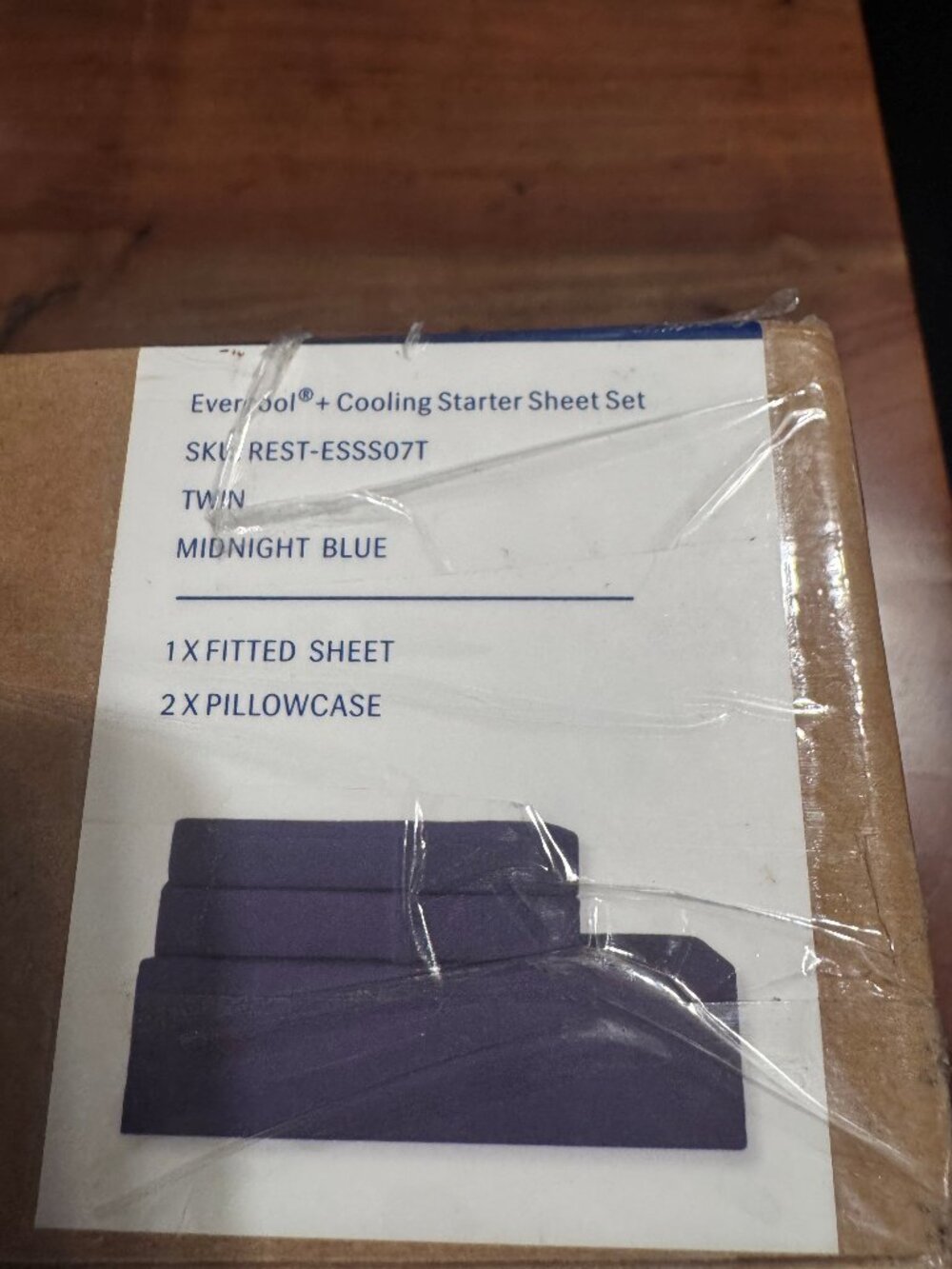NEW Twin Rest Evercool + Cooling Fitted Sheet & 2 Pillow Cases in Midnight Blue
